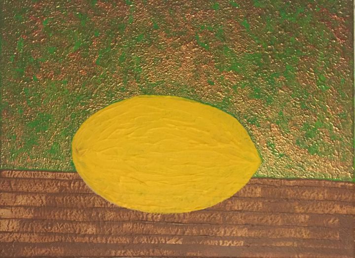 Malerei mit dem Titel "Melon on the table" von Giart, Original-Kunstwerk, Acryl