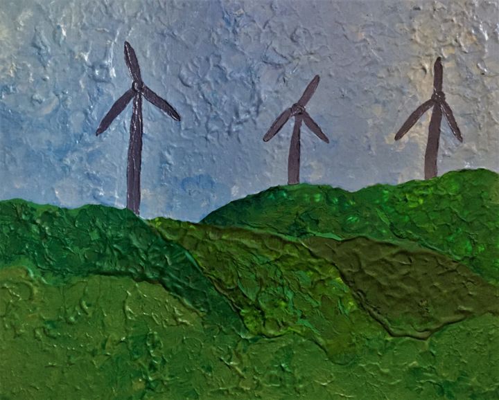 Peinture intitulée "Landscape with wind…" par Giart, Œuvre d'art originale, Acrylique