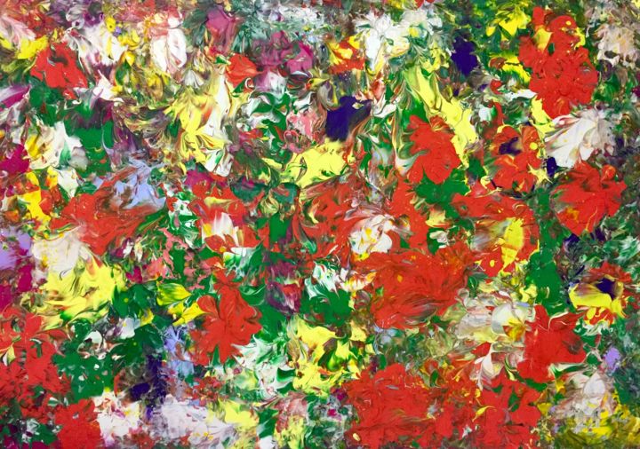 Painting titled "Asters" by Giart, Original Artwork, Acrylic