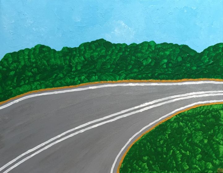 「Forest near the road」というタイトルの絵画 Giartによって, オリジナルのアートワーク, アクリル
