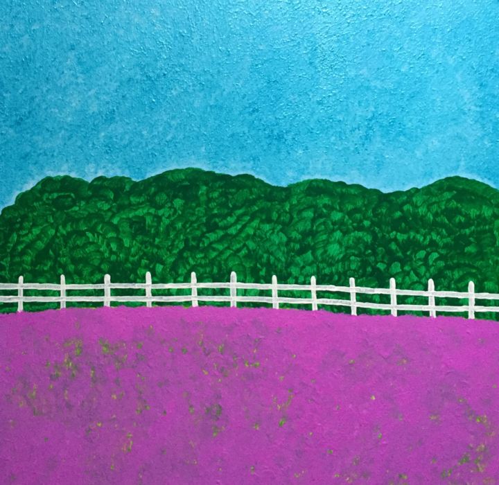 Painting titled "Lavender field" by Giart, Original Artwork, Acrylic