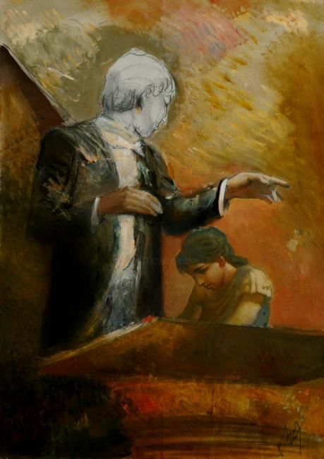 Pintura titulada "El tercer concierto…" por Gia Bugadze, Obra de arte original