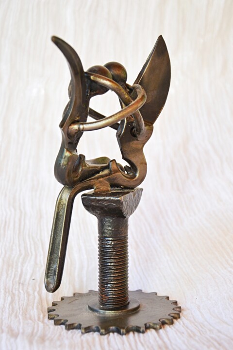 Skulptur mit dem Titel "Bacio di angeli" von Giacomo Bertolino, Original-Kunstwerk, Metalle