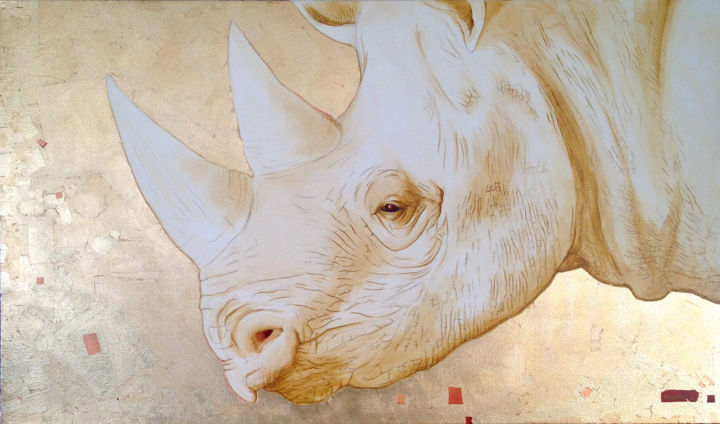 Painting titled "RHINO #1" by Giacomo Braccialarghe, Original Artwork, Acrylic