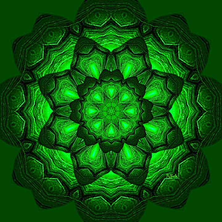 Heart Chakra Mandala 2 - Anahata Chakra , Digital Arts by Rgiada | Artmajeur