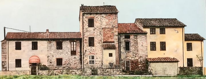 Pittura intitolato "case di pietra" da Simone Giaiacopi, Opera d'arte originale, Olio