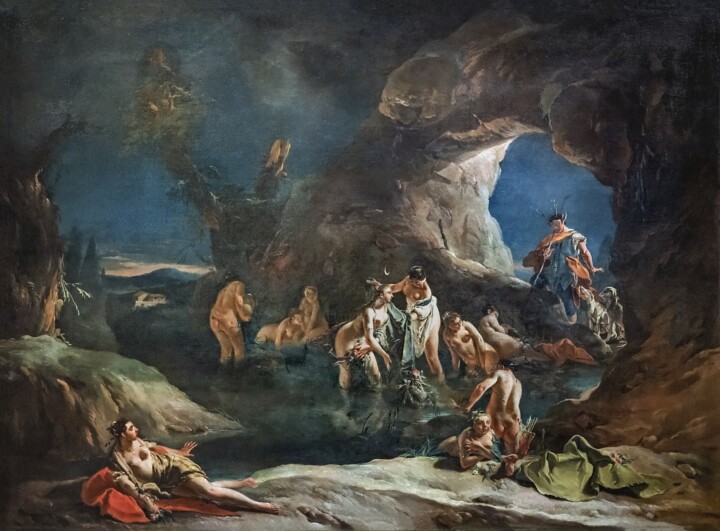 Pittura intitolato "Diane et Actéon" da Giambattista Tiepolo, Opera d'arte originale, Olio