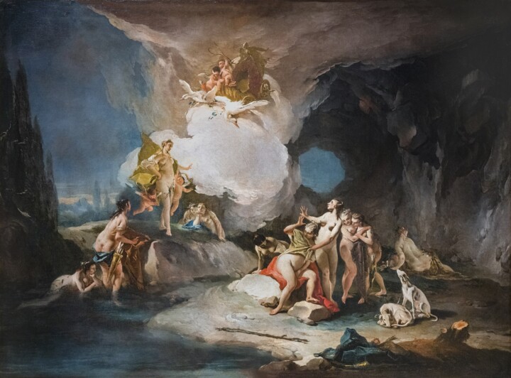 Pittura intitolato "Diane et Callisto" da Giambattista Tiepolo, Opera d'arte originale, Olio