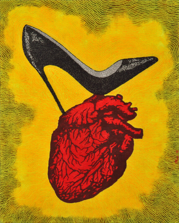 Painting titled "Trampled heart" by Gian Luigi Delpin, Original Artwork, Acrylic