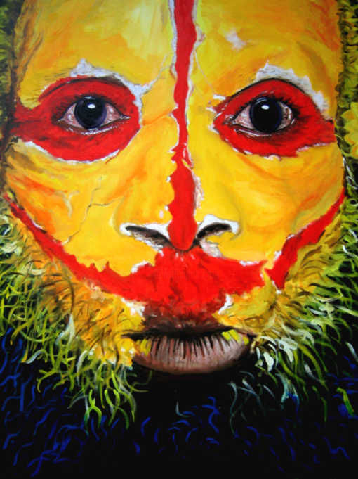 Pittura intitolato "aborigeno-giallo" da Gian Piero Trucco, Opera d'arte originale, Olio