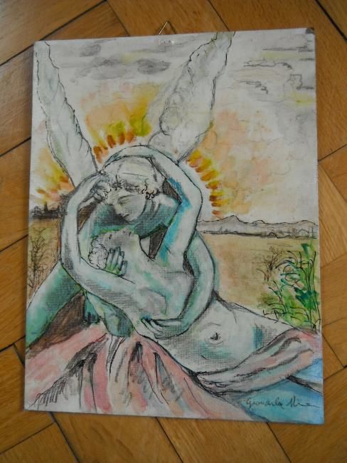 Painting titled "Amore e Psiche" by Giancarla Macerata, Original Artwork