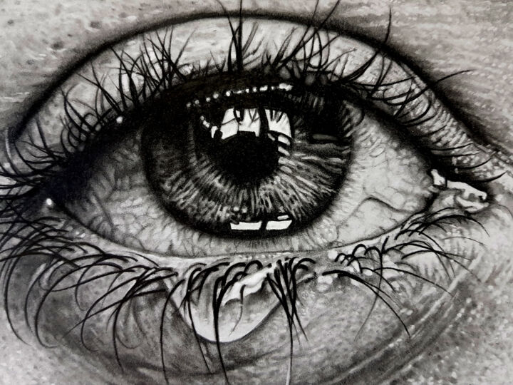 Рисунок под названием "solo una lacrima" - Giancarlo Foschi, Подлинное произведение искусства, Карандаш