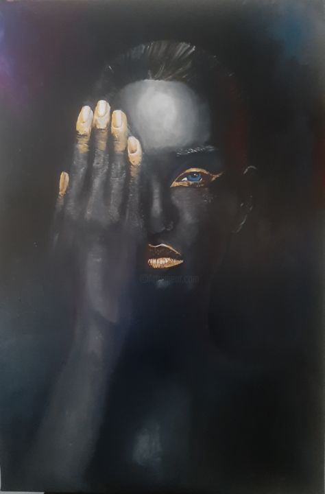 Pittura intitolato "Black and gold" da Gian Carlo Viviani, Opera d'arte originale, Olio Montato su Barella di tela