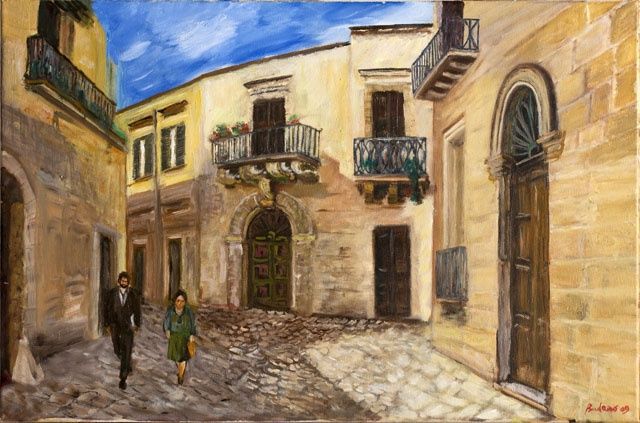 Pittura intitolato "Lecce, passeggiata…" da Gianfranco Budano, Opera d'arte originale, Olio