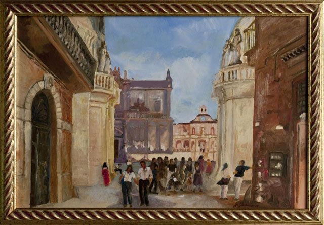 Pittura intitolato "Una sera d'estate a…" da Gianfranco Budano, Opera d'arte originale, Olio