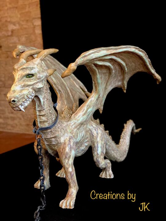Скульптура под названием "The Dragon" - Gianluca Conoscenti, Подлинное произведение искусства, цемент