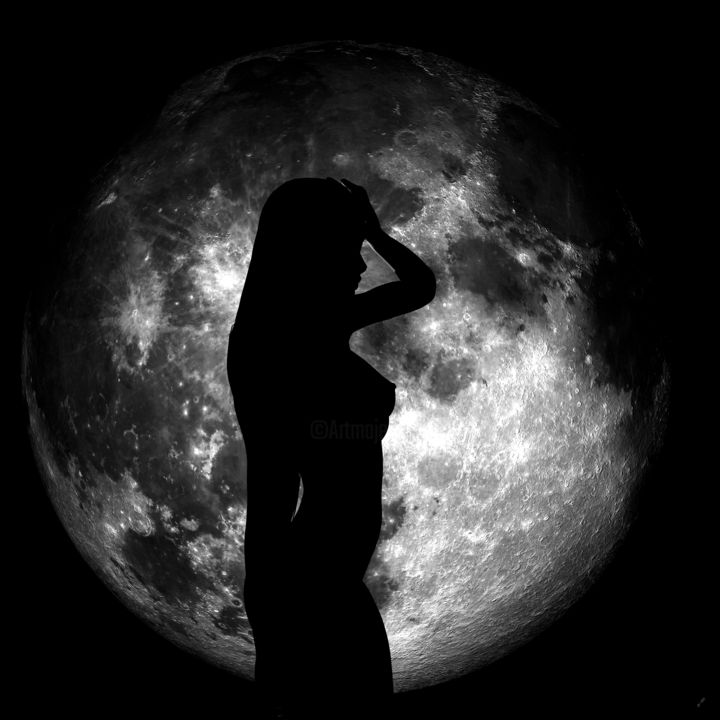 Arte digitale intitolato "Night Magic Woman" da Gianluca R. Pisano, Opera d'arte originale, Lavoro digitale 2D