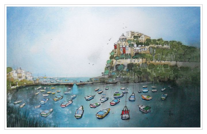 Painting titled "Ischia - Ischia Pon…" by Gianluigi Punzo, Original Artwork, Watercolor
