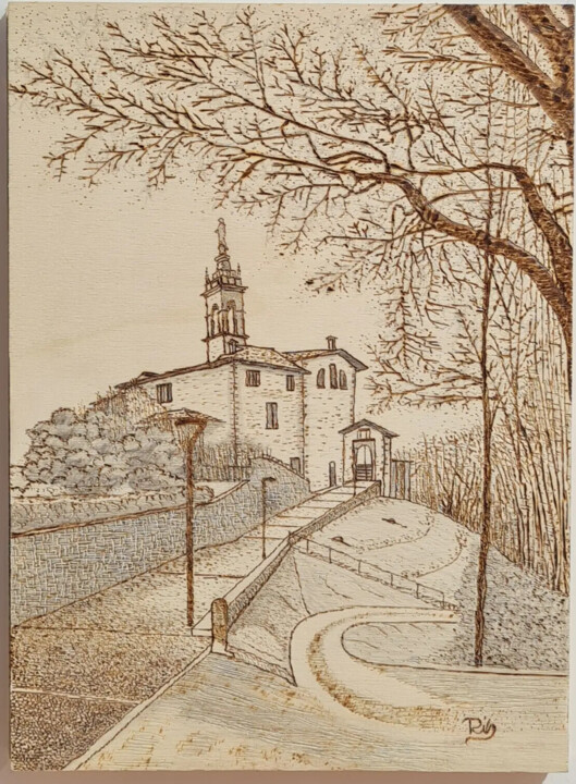 Drawing titled "Il Santuario della…" by Gianluigi Riva, Original Artwork, Pencil