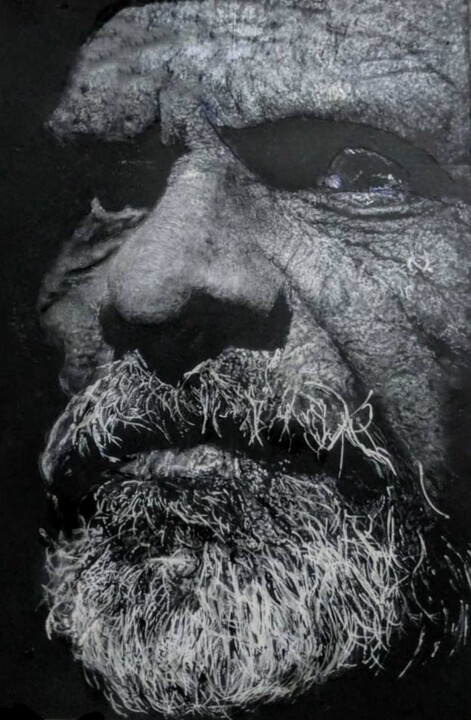 Desenho intitulada "Old man" por Giannecarlo Comissiong, Obras de arte originais, Pastel