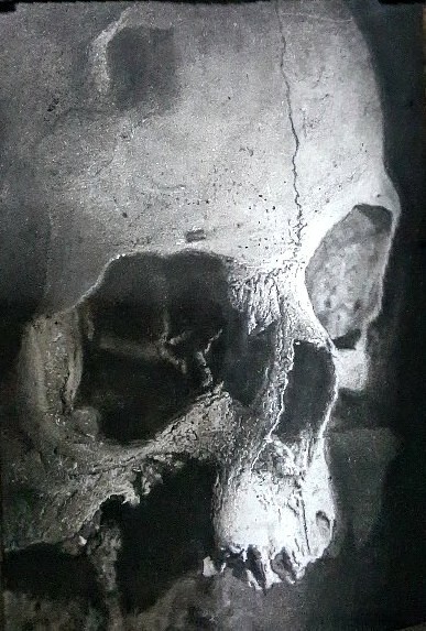 Dessin intitulée "Skull" par Giannecarlo Comissiong, Œuvre d'art originale, Crayon