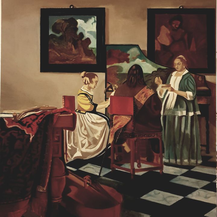 Pittura intitolato "Concerto a tre" da Gianni Cuscianna, Opera d'arte originale,