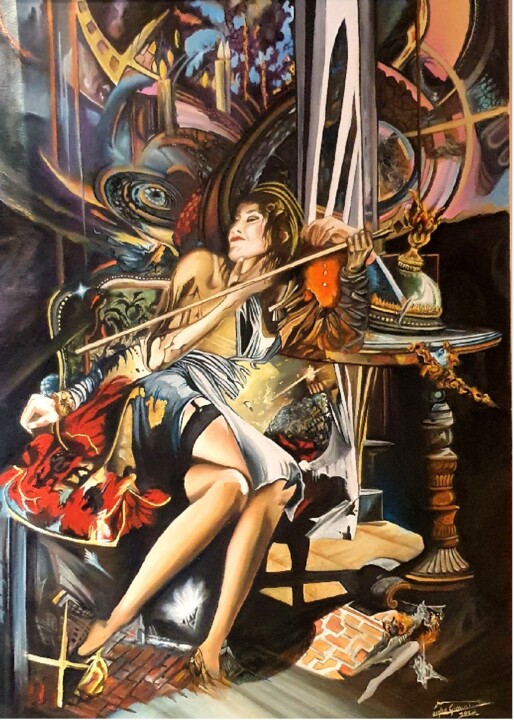Pittura intitolato "l'Attesa" da Gianni Iviglia, Opera d'arte originale, Olio