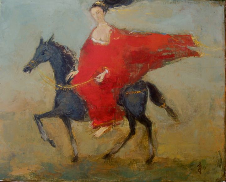 Painting titled "Riding Qween" by George Rurua, Original Artwork