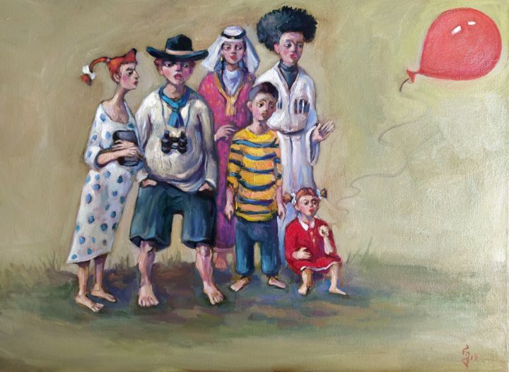 제목이 "Children"인 미술작품 George Rurua로, 원작, 기름
