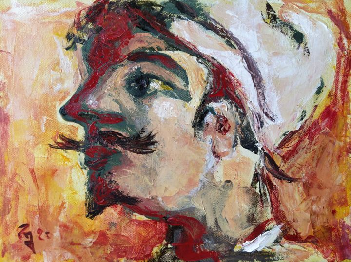 Картина под названием "Head of rider" - George Rurua, Подлинное произведение искусства, Акрил