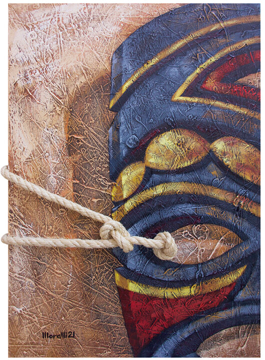 Pintura intitulada "Máscara Africana 2" por Gilberto Moralli, Obras de arte originais, Acrílico