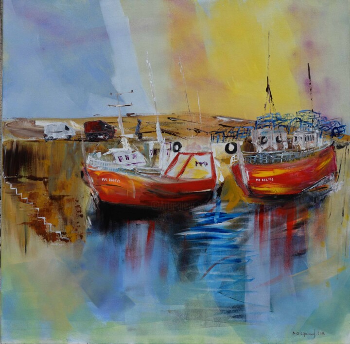 Painting titled "ROSCOFF" by Brigitte Gicquiaud, Original Artwork