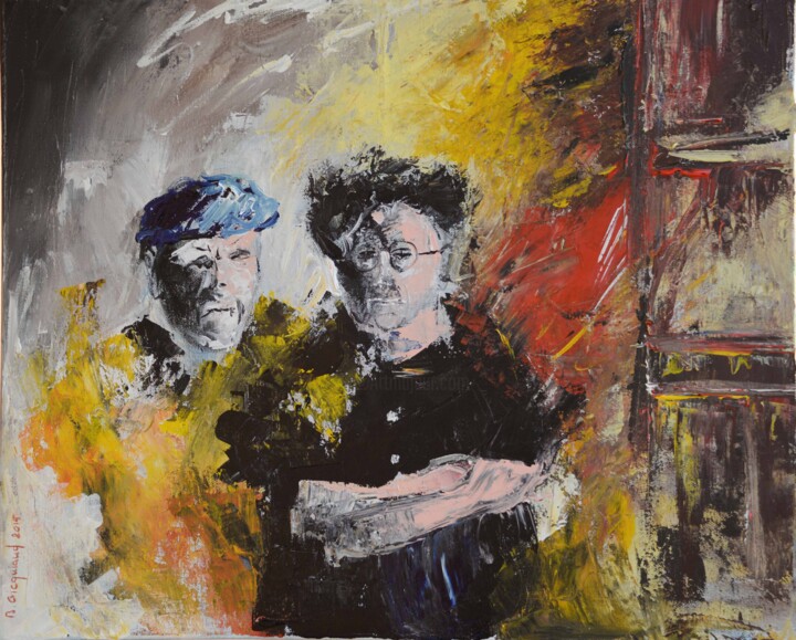 Peinture intitulée "couple de Sénans (î…" par Brigitte Gicquiaud, Œuvre d'art originale