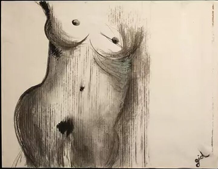 Painting titled "Martinik" by Gid Artiste Montmartre, Original Artwork, Charcoal