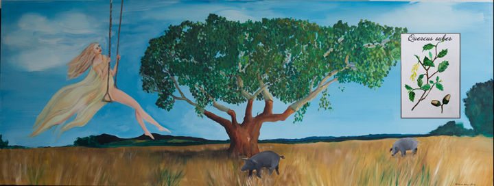 Painting titled "CORK TREE" by Gideon Nel, Original Artwork, Acrylic