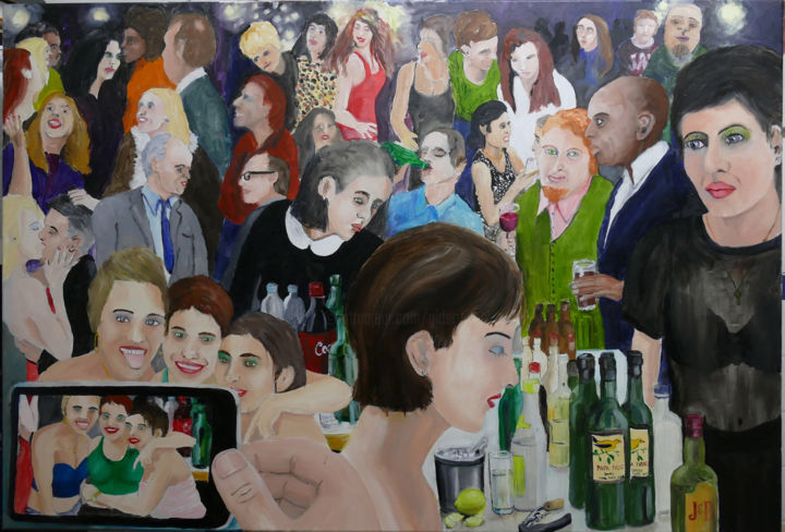 Painting titled "The Party" by Gideon Nel, Original Artwork, Oil