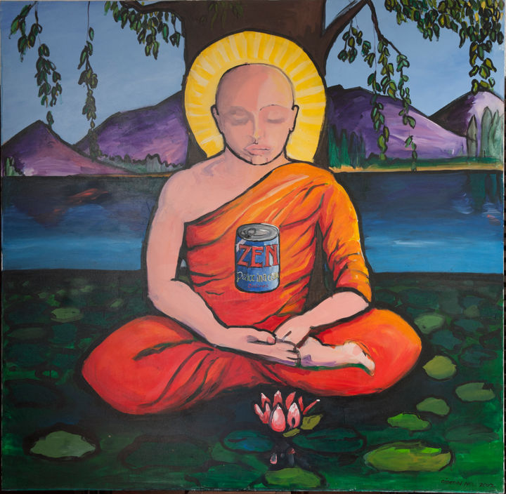Painting titled "Zen, Peace in a can…" by Gideon Nel, Original Artwork, Acrylic