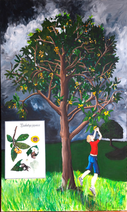 Pintura titulada "Loquat Tree" por Gideon Nel, Obra de arte original, Acrílico