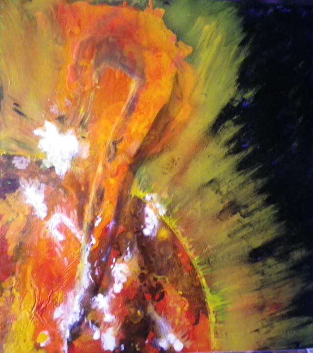 Peinture intitulée "Eruption solaire" par Gides, Œuvre d'art originale, Huile