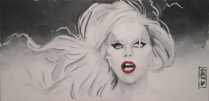 Pintura intitulada "Lady Gaga" por Gief, Obras de arte originais, Acrílico