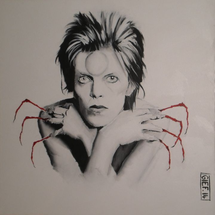 Painting titled "David Bowie" by Gief, Original Artwork, Acrylic