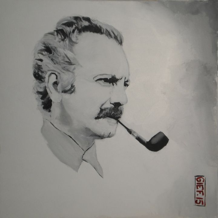 Painting titled "Georges Brassens" by Gief, Original Artwork, Acrylic