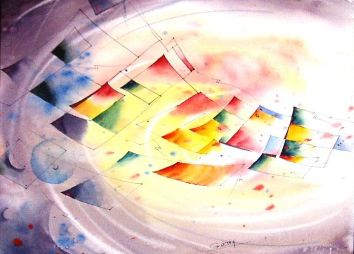 Peinture intitulée "Cosmique" par Gietka José, Œuvre d'art originale,