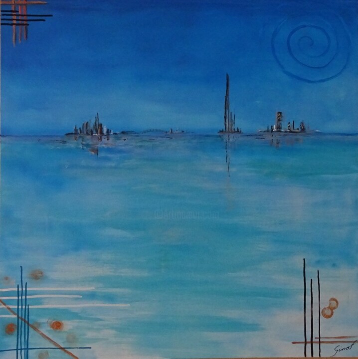 Malerei mit dem Titel "Bleu" von Gifi_art1, Original-Kunstwerk, Acryl