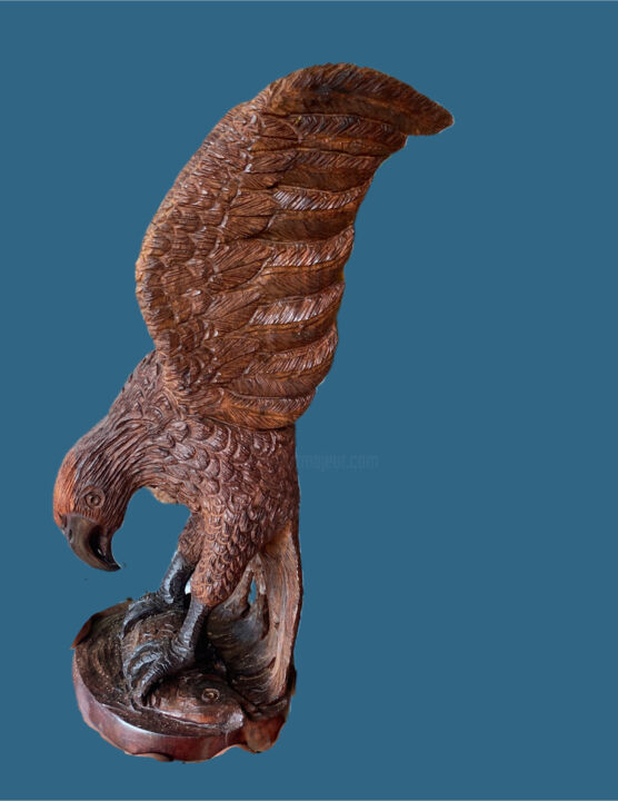 Sculpture intitulée "Eagle" par Gift Ndlovu, Œuvre d'art originale, Bois