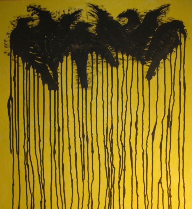 Painting titled "crows.jpg" by Giga Kiladze, Original Artwork, Gouache