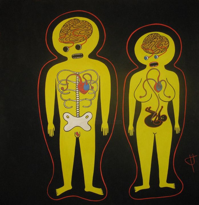 Картина под названием "man and woman.jpg" - Giga Kiladze, Подлинное произведение искусства, Гуашь
