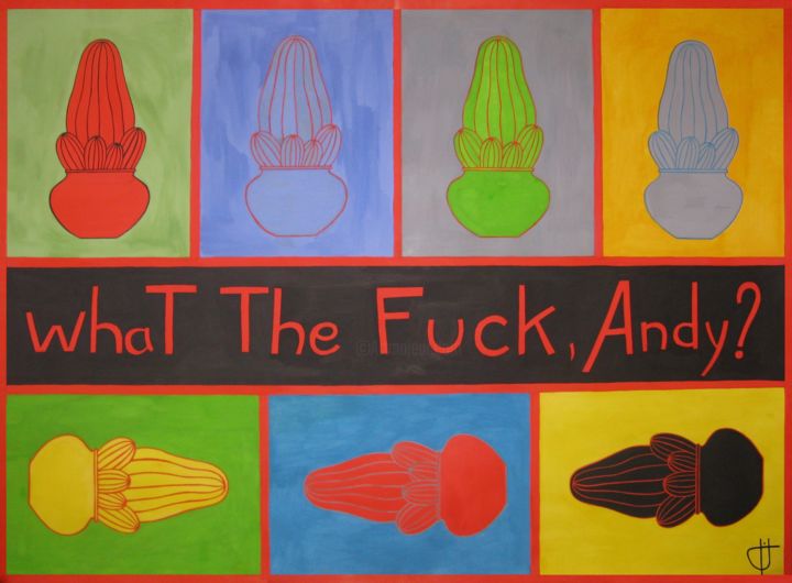 Картина под названием "what-the-fuck-andy.…" - Giga Kiladze, Подлинное произведение искусства, Гуашь