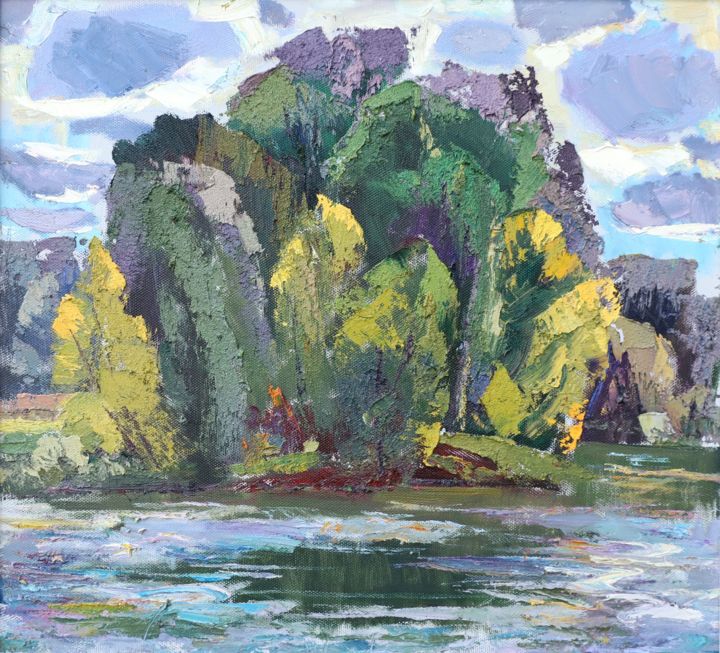 Painting titled "Island" by Ivan Hapochenko, Original Artwork, Oil