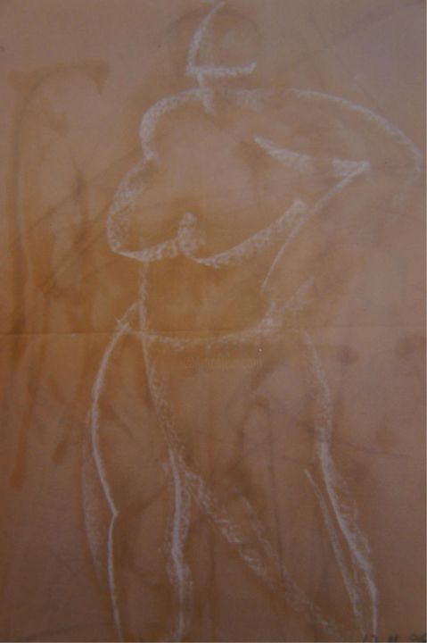 Drawing titled "craie-sur-kraft" by Gil 2 Lérins, Original Artwork, Chalk